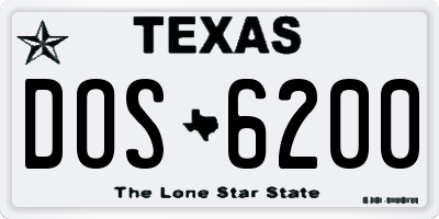 TX license plate DOS6200