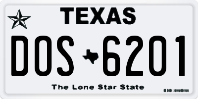 TX license plate DOS6201