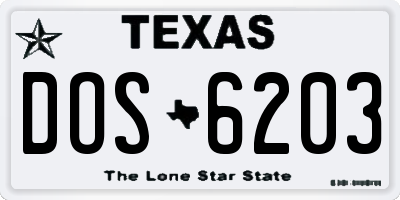TX license plate DOS6203