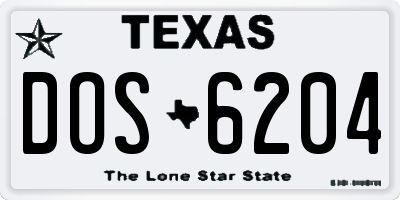 TX license plate DOS6204