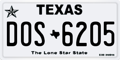 TX license plate DOS6205