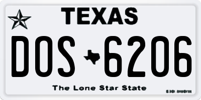 TX license plate DOS6206