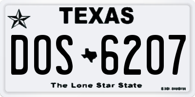 TX license plate DOS6207
