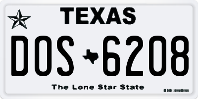 TX license plate DOS6208