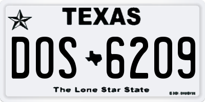 TX license plate DOS6209