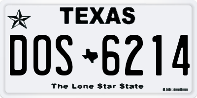 TX license plate DOS6214