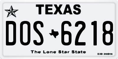 TX license plate DOS6218