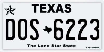 TX license plate DOS6223
