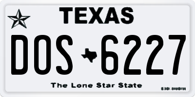 TX license plate DOS6227