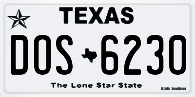 TX license plate DOS6230