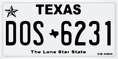 TX license plate DOS6231