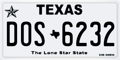 TX license plate DOS6232