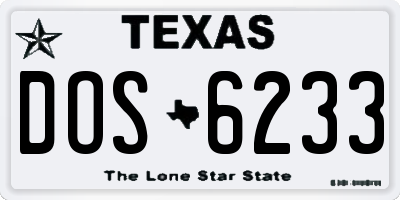 TX license plate DOS6233