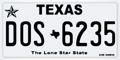 TX license plate DOS6235