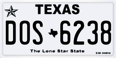 TX license plate DOS6238
