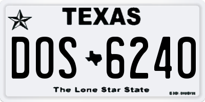 TX license plate DOS6240