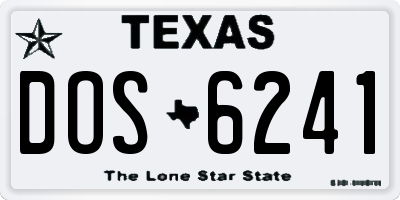 TX license plate DOS6241