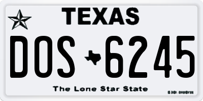 TX license plate DOS6245