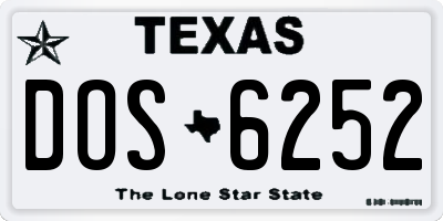 TX license plate DOS6252