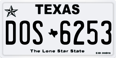 TX license plate DOS6253