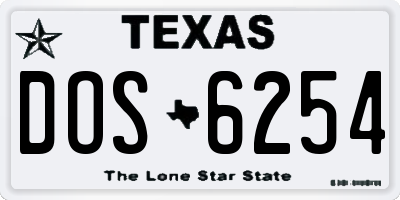 TX license plate DOS6254