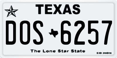 TX license plate DOS6257
