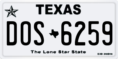 TX license plate DOS6259