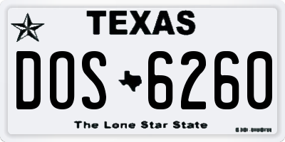 TX license plate DOS6260