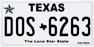 TX license plate DOS6263