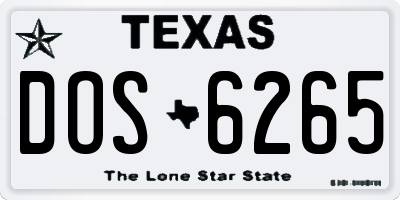 TX license plate DOS6265