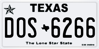 TX license plate DOS6266
