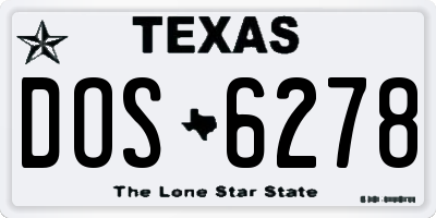 TX license plate DOS6278