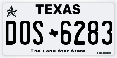 TX license plate DOS6283