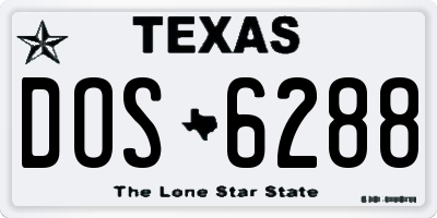 TX license plate DOS6288