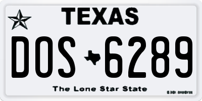 TX license plate DOS6289