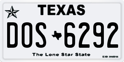 TX license plate DOS6292