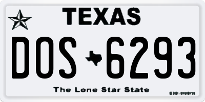 TX license plate DOS6293