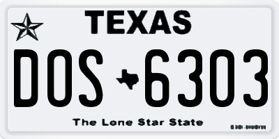 TX license plate DOS6303