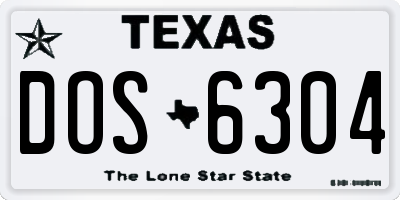 TX license plate DOS6304