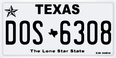 TX license plate DOS6308