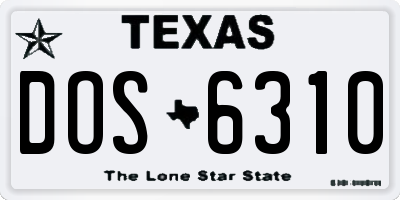 TX license plate DOS6310