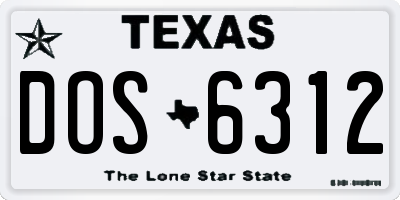 TX license plate DOS6312