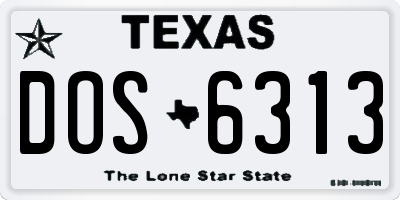 TX license plate DOS6313