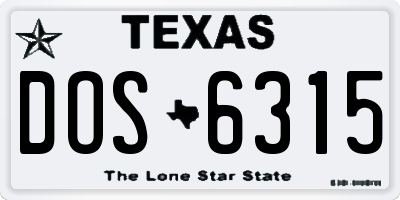 TX license plate DOS6315