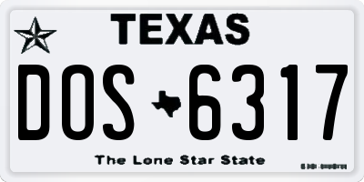TX license plate DOS6317