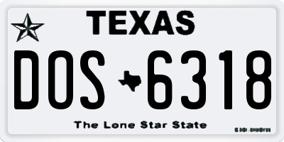 TX license plate DOS6318