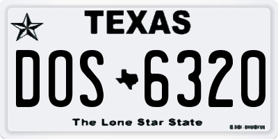 TX license plate DOS6320