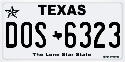 TX license plate DOS6323