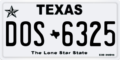 TX license plate DOS6325