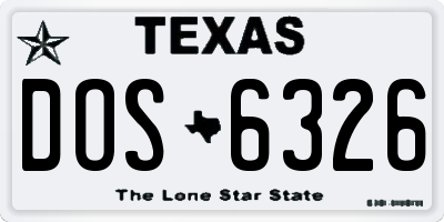 TX license plate DOS6326